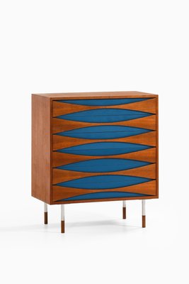 Bureau in Teak, Steel and Blue Lacquered by Arne Vodder, 1950s-SC-2032651