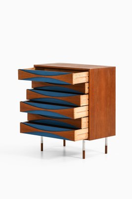 Bureau in Teak, Steel and Blue Lacquered by Arne Vodder, 1950s-SC-2032651