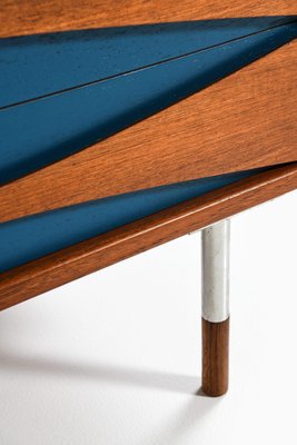 Bureau in Teak, Steel and Blue Lacquered by Arne Vodder, 1950s-SC-2032651