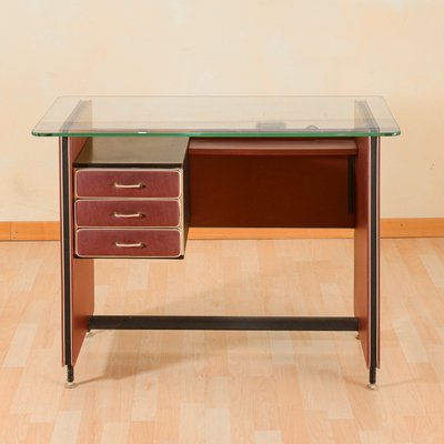 Burgundy Desk by Umberto Mascagni, 1950s-RAQ-2033411