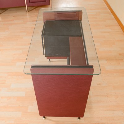 Burgundy Desk by Umberto Mascagni, 1950s-RAQ-2033411