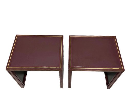 Burgundy Lacquered Tables by Pierre Vandel, Paris, Set of 2-UCH-1224174