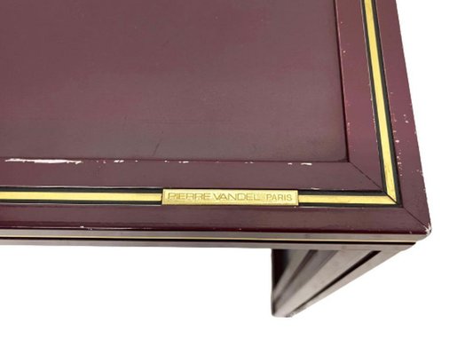 Burgundy Lacquered Tables by Pierre Vandel, Paris, Set of 2-UCH-1224174