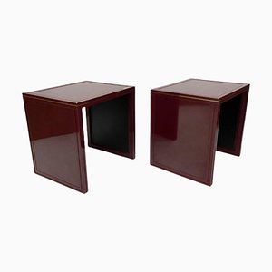 Burgundy Lacquered Tables by Pierre Vandel, Paris, Set of 2-UCH-1224174