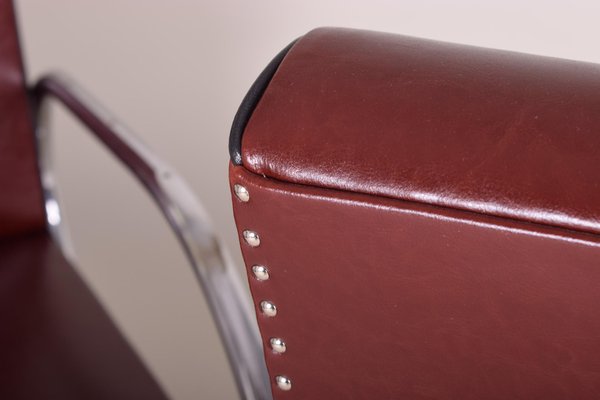 Burgundy Tubular Armchair, 1930s-WHY-994054