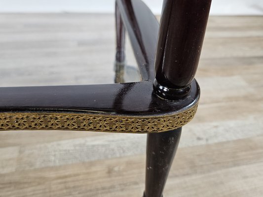 Burl Bar Trolley with Brass Profiles and Two Glass Shelves, Italy, 1950s-ZUW-1804111