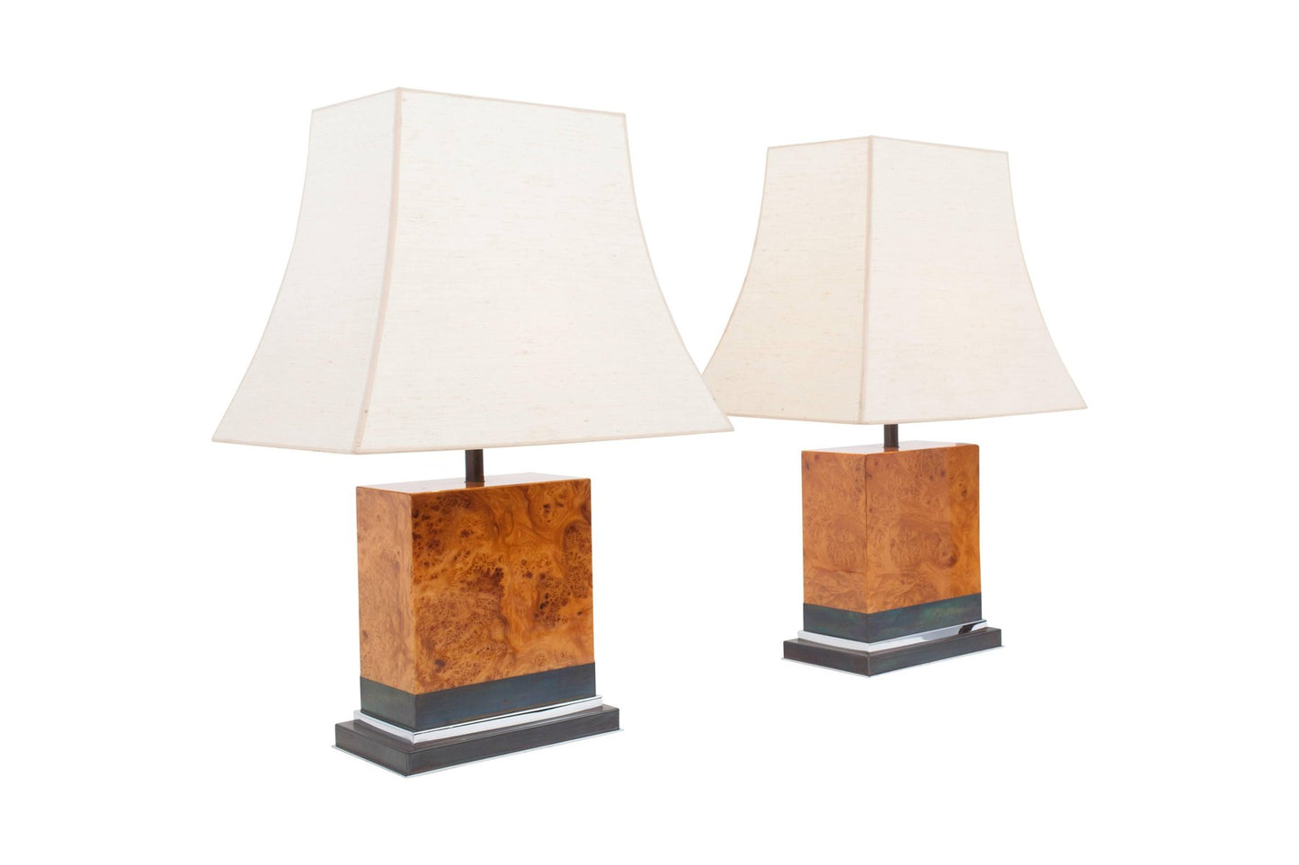 Burl Lamps by Jean Claude Mahey, Set of 2