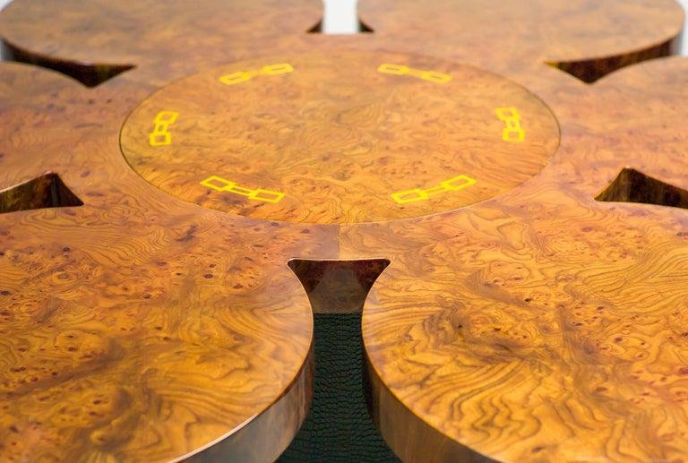 Burl Walnut and Leather Dry Bar Table by Formitalia