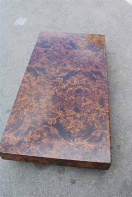 Burl Walnut and Satin Metal Coffee Table Attributed to Paul Evans, 1970s-EH-675740