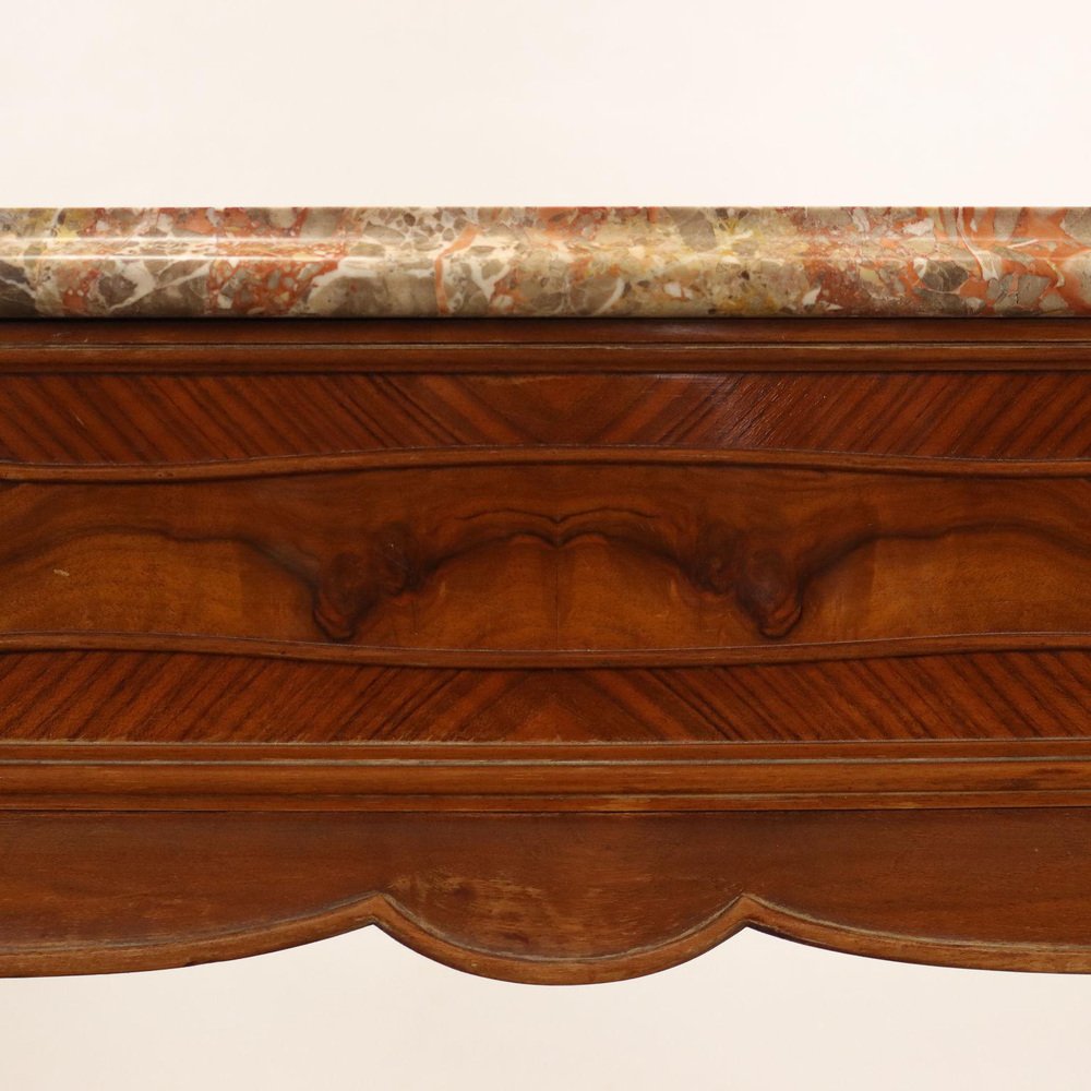 Burl Walnut & Marble Console