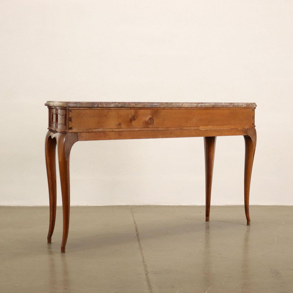 Burl Walnut & Marble Console