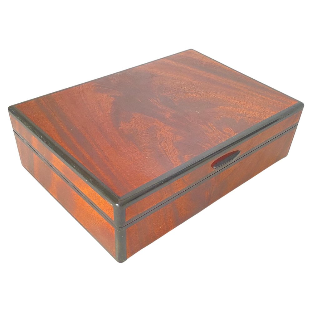 Burl Wood Cigar Box in Brown Black Color, France, 1970s