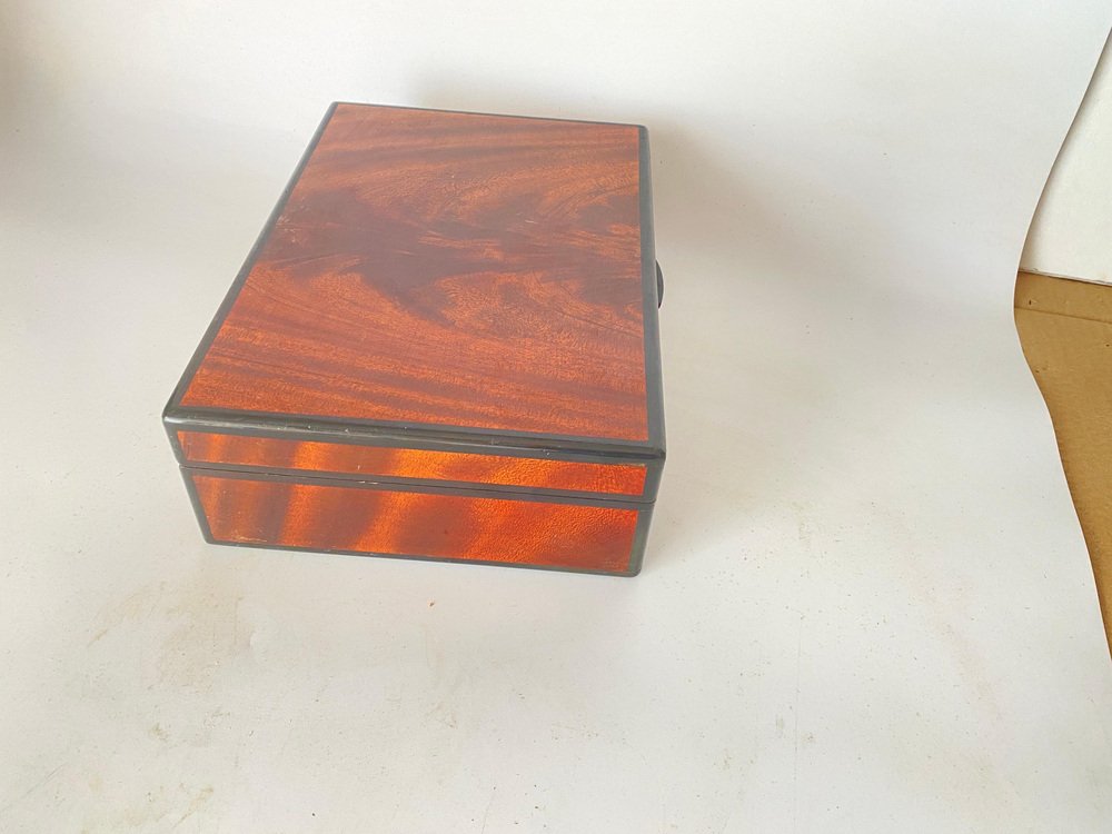 Burl Wood Cigar Box in Brown Black Color, France, 1970s