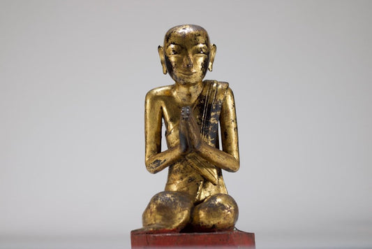 Burmese Artist, Adoring Figure, Gilt Wood, 1800s