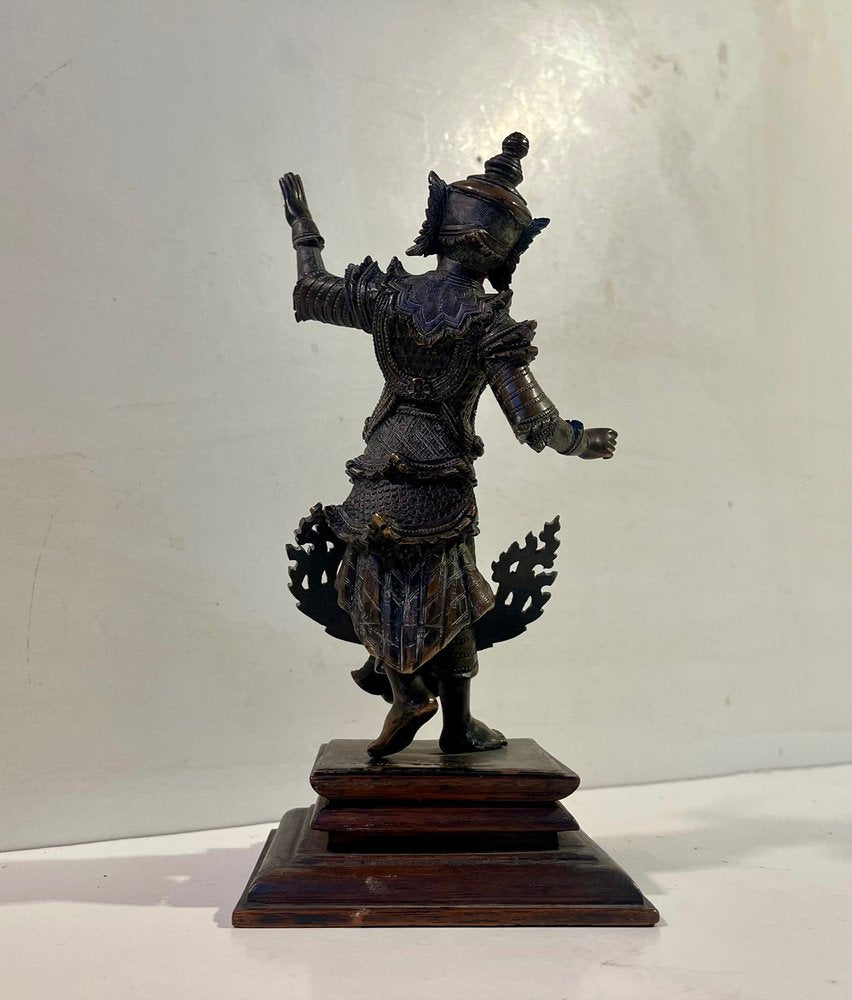 Burmese Cast Brass Court Dancer Figurine by Maung Yai, 1890s