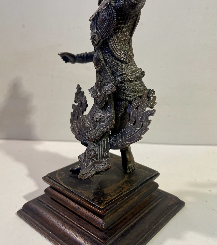 Burmese Cast Brass Court Dancer Figurine by Maung Yai, 1890s