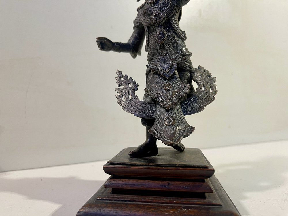 Burmese Cast Brass Court Dancer Figurine by Maung Yai, 1890s