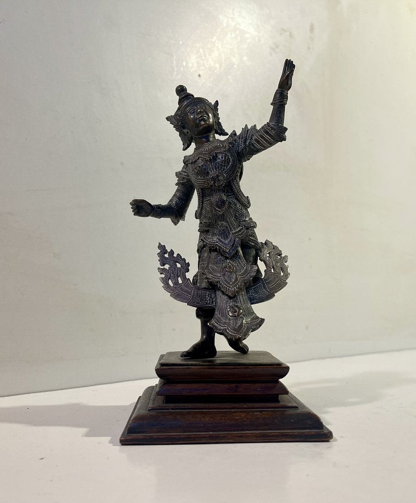 Burmese Cast Brass Court Dancer Figurine by Maung Yai, 1890s