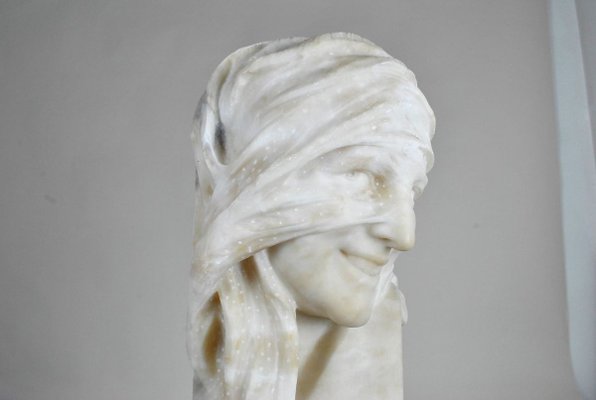 Bust in Alabaster, Veiled Woman with Eyes, 1900s-SYQ-821845