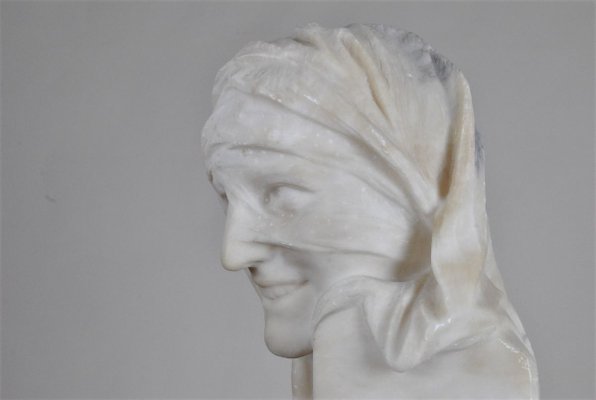 Bust in Alabaster, Veiled Woman with Eyes, 1900s-SYQ-821845