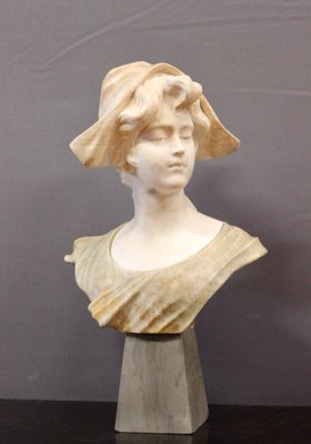 Bust of a Young Girl, 1900, Two-Tone Alabaster-BCR-1716345