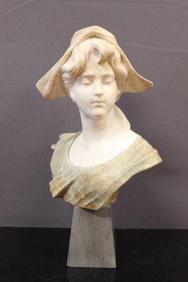 Bust of a Young Girl, 1900, Two-Tone Alabaster-BCR-1716345