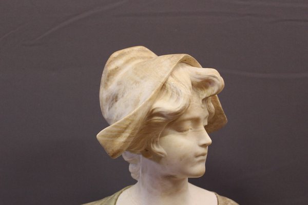 Bust of a Young Girl, 1900, Two-Tone Alabaster-BCR-1716345