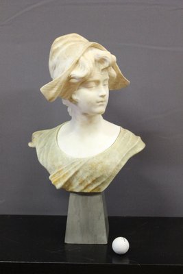 Bust of a Young Girl, 1900, Two-Tone Alabaster-BCR-1716345