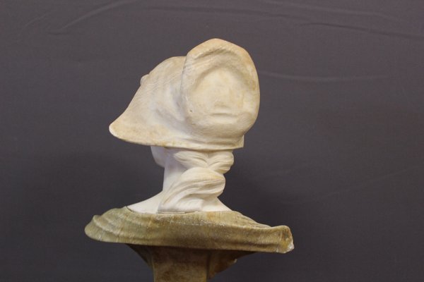 Bust of a Young Girl, 1900, Two-Tone Alabaster-BCR-1716345