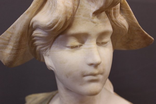 Bust of a Young Girl, 1900, Two-Tone Alabaster-BCR-1716345