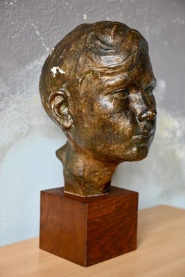 Bust of a Young Man in Plaster with Bronze Patina, France, 1926-AIU-2028142