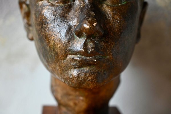 Bust of a Young Man in Plaster with Bronze Patina, France, 1926-AIU-2028142