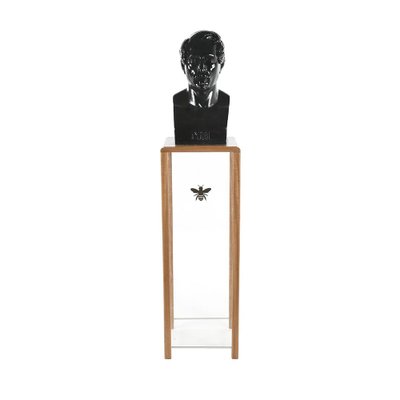 Bust of Napoleon III on Wooden Seat and Glass-NQ-1250651