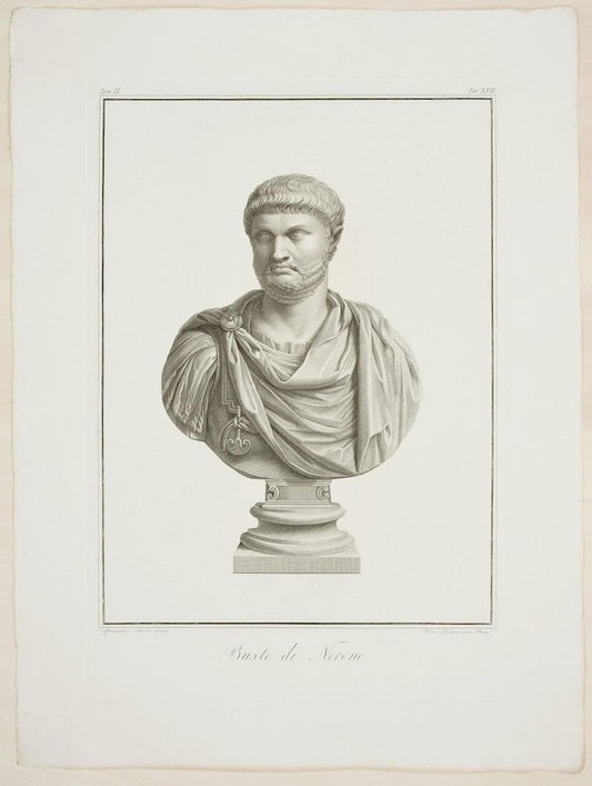 Bust of Nero - Original Etching by P. Fontana After B. Nocchi - 1821 1821