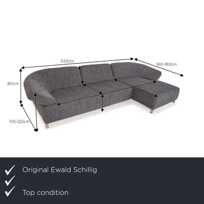 Butterfly Fabric Corner Sofa in Grey by Ewald Schillig-RQW-2036298