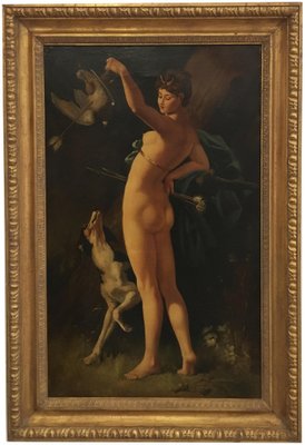 C.A.Coessin De La Foss, Diana the Huntress, Oil on Canvas, Framed-YUW-1314798