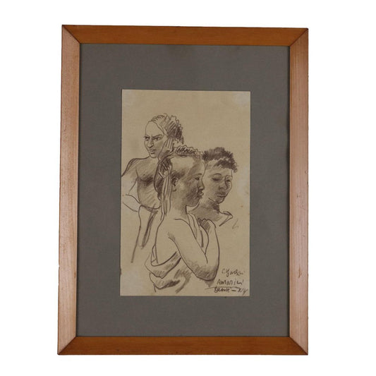 C. Barbier, Figurative Scene, Pencil on Paper, 1930s