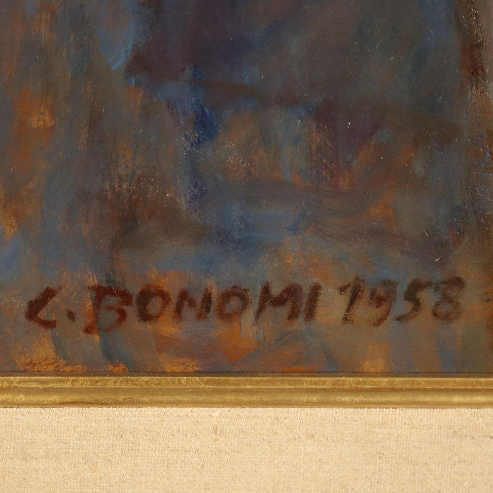 C. Bonomi Oil on Hardboard Italy 1958 (Canvas W: 4.00cm, H:58.00 Cm.)