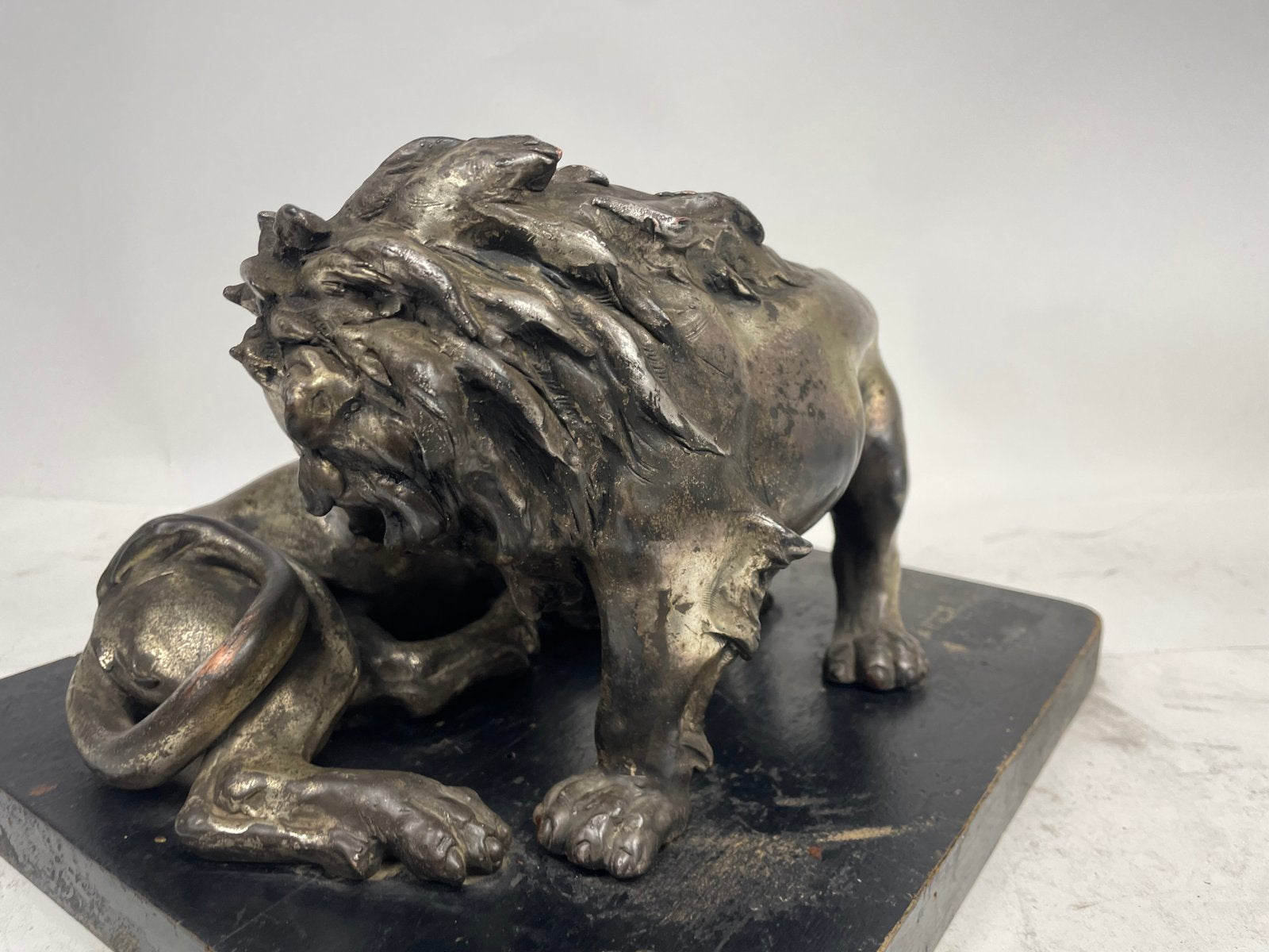 C. Ganci, Fight Between Lion and Tiger, 1920s, Silver Sculpture