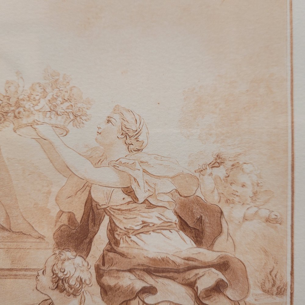 C. L. Jubier and J. B. Huet, Classicist Scenes, 1700s, Etchings, Framed, Set of 2