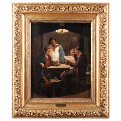 C. Stoitzner, Politicians in the Tavern, 19th Century, Oil on Wood, Framed-FLW-1401878