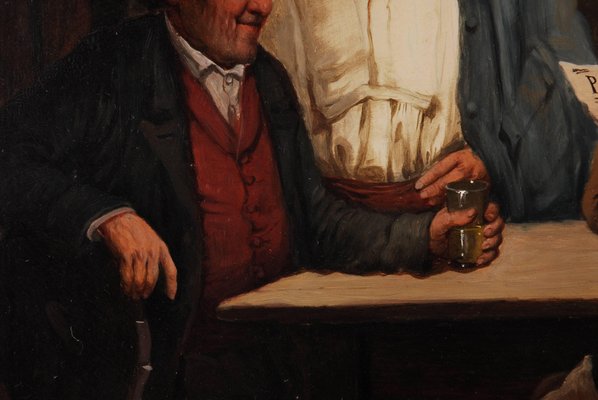 C. Stoitzner, Politicians in the Tavern, 19th Century, Oil on Wood, Framed-FLW-1401878