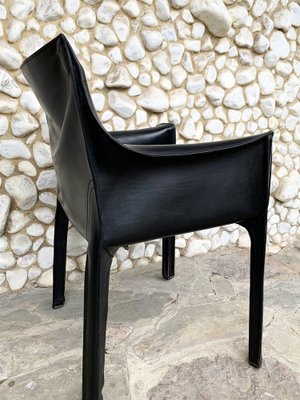 CAB 414 Armchair in Black Leather by Mario Bellini for Cassina, 1980s-ZM-1277909