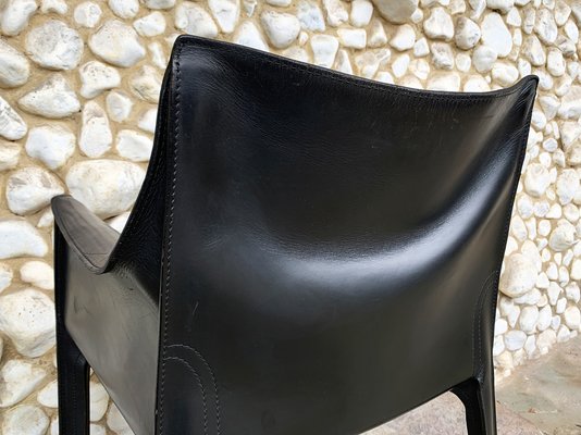 CAB 414 Armchair in Black Leather by Mario Bellini for Cassina, 1980s-ZM-1277909