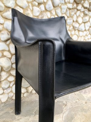 CAB 414 Armchair in Black Leather by Mario Bellini for Cassina, 1980s-ZM-1277909