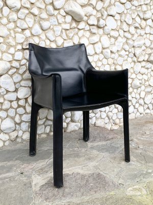 CAB 414 Armchair in Black Leather by Mario Bellini for Cassina, 1980s-ZM-1277909