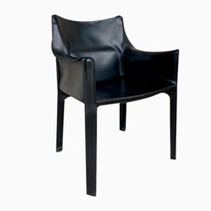 CAB 414 Armchair in Black Leather by Mario Bellini for Cassina, 1980s-ZM-1277909