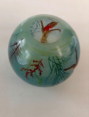 Cabana Style Glass Vase with Hand-Painted Swimming Girls and Corals, 1950s-BAF-763506