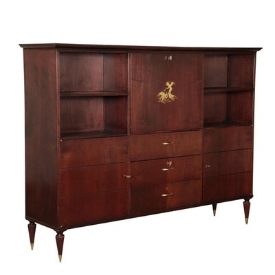 Cabinet in Mahogany Veneer and Brass, Italy, 1950s-VMM-809383