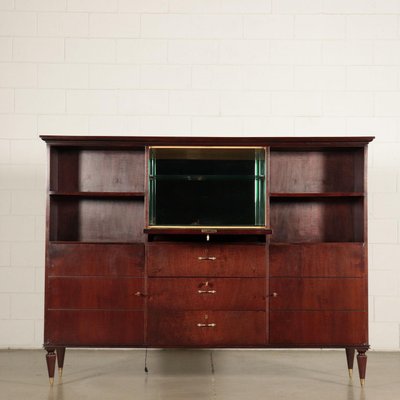 Cabinet in Mahogany Veneer and Brass, Italy, 1950s-VMM-809383